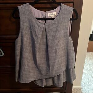 Listicle Gray Asymmetrical Pleated Sleeveless Blouse